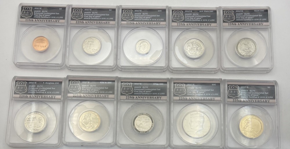 2017-S ANACS EU70 Enhanced Uncirculated Set 225th Anniversary