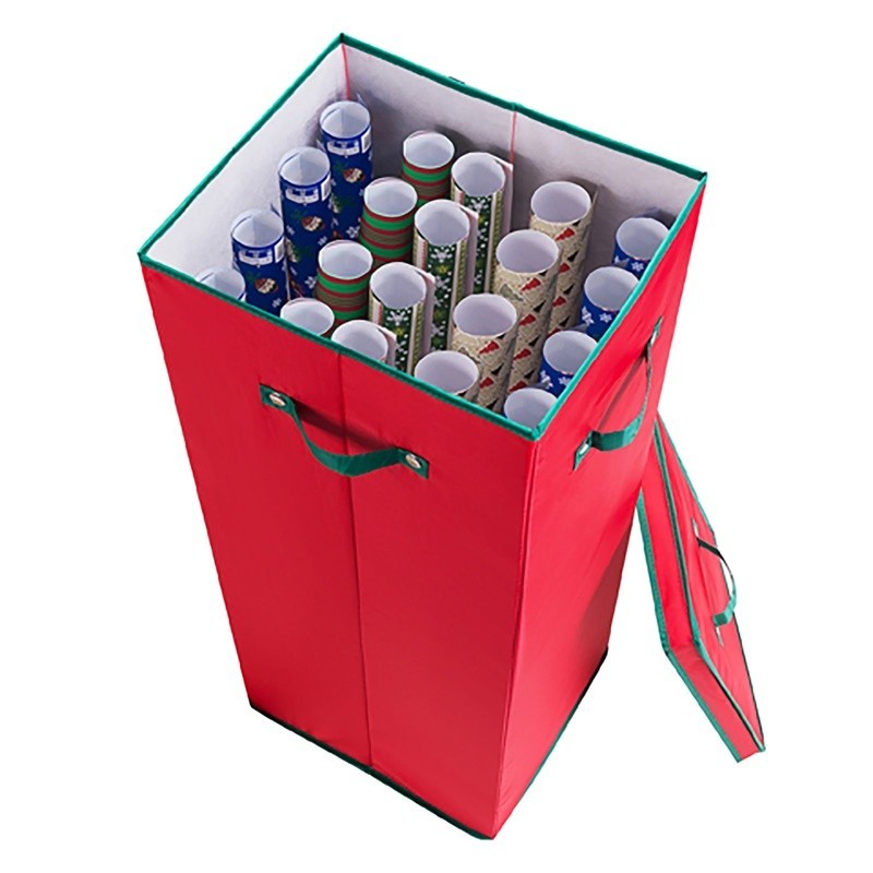 Wrapping Paper Storage Box Organizer Holds 20 Rolls Vertical Gift Wrap Container