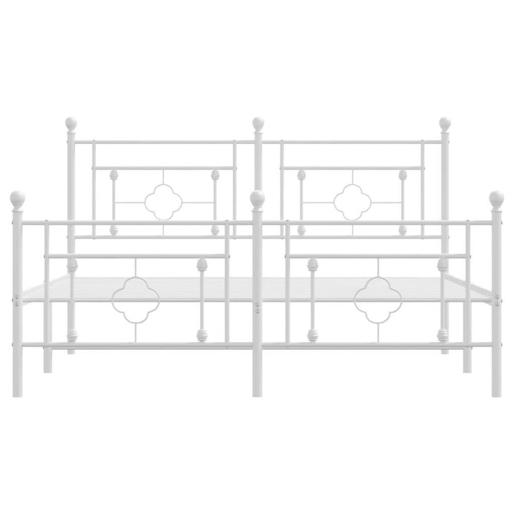Bed Frame White Powder-coated steel King Size Bed Frame