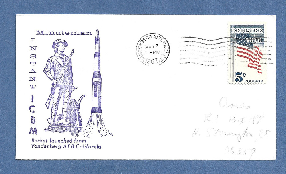 MINUTEMAN ROCKET FIRED MAR 7,1967 VAFB   SPACE COVER  NASA