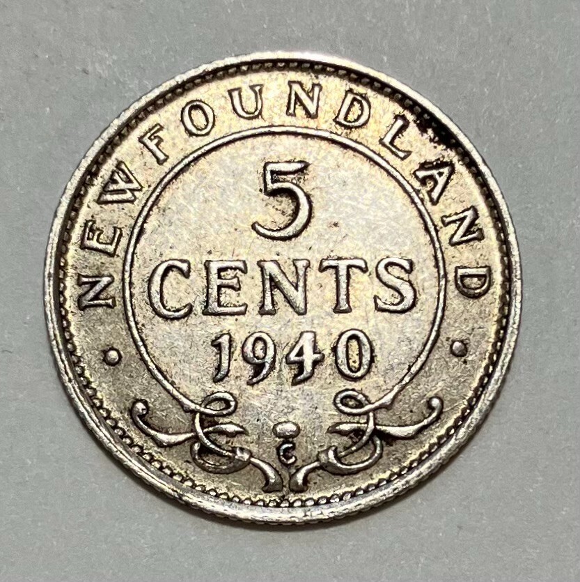 1940 Newfoundland Silver 5 Cents