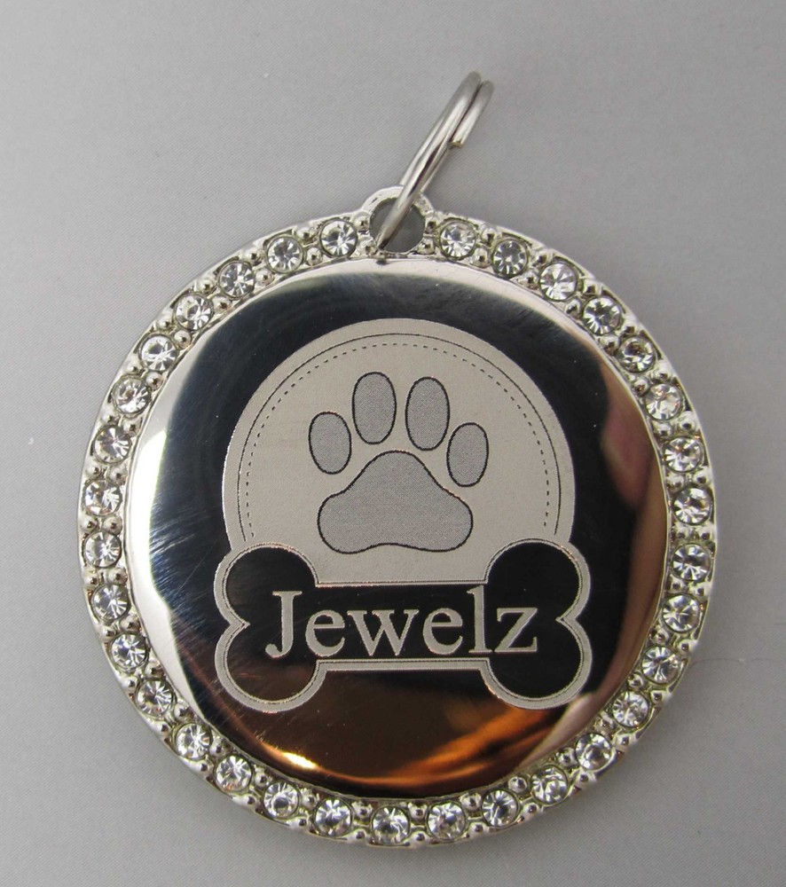 CZ Personalized Customized Engraved Circle Dog Pet Tag