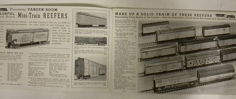 Vanden Boom Mini-Train 1940 Catalog