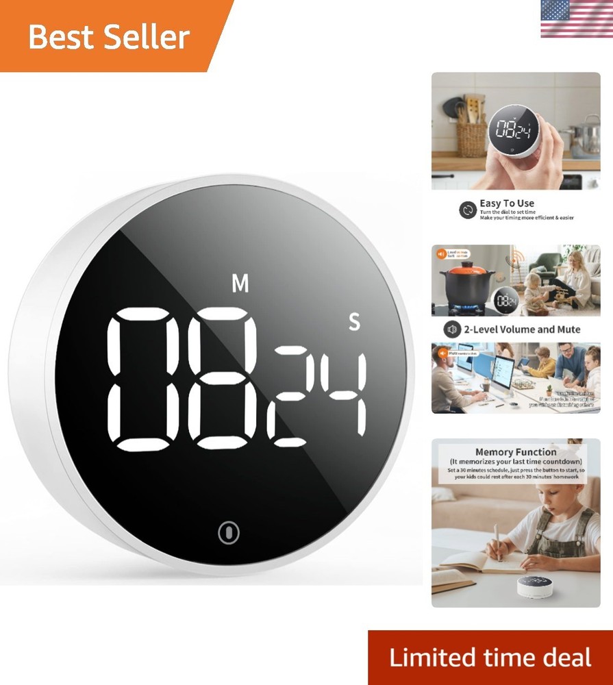 Digital Kitchen Timer - Magnetic Countdown Countup Timer with Large LED Displ...