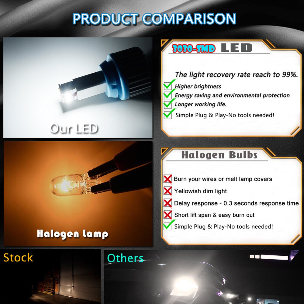 White CSP LED 3156 3157 Backup Reverse Light Bulbs For 1999-2013 Chevy Silverado