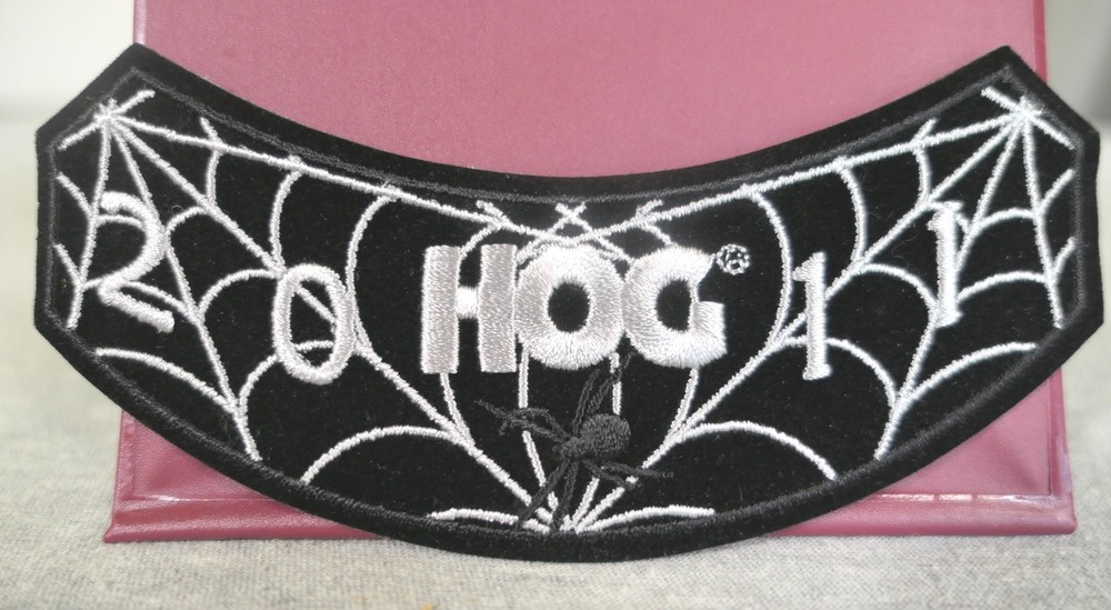 NEW 2011 Harley Davidson Owners Group HOG Spider Web Iron-on Rocker Patch 5.75"
