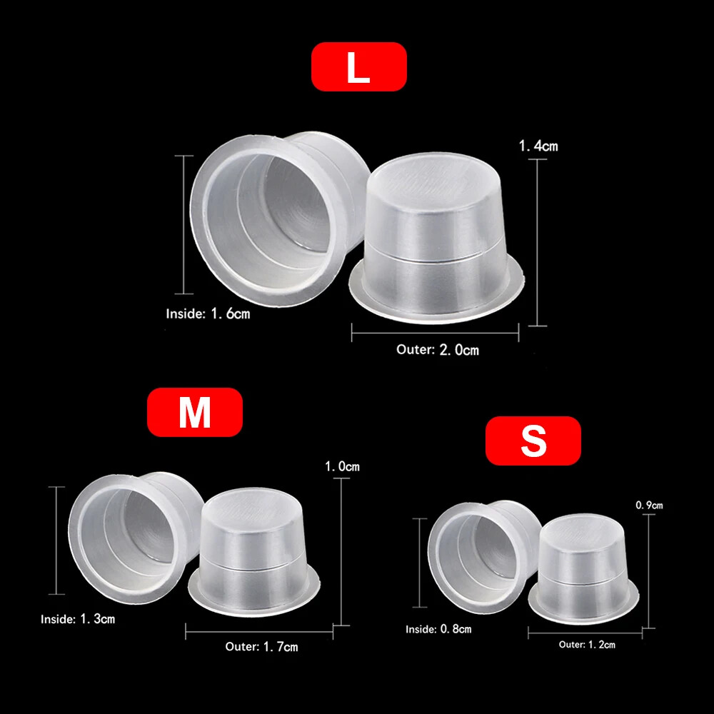 Tattoo Large Medium Small Ink Pigment Cup Ring transparent Microblading Cap Lip