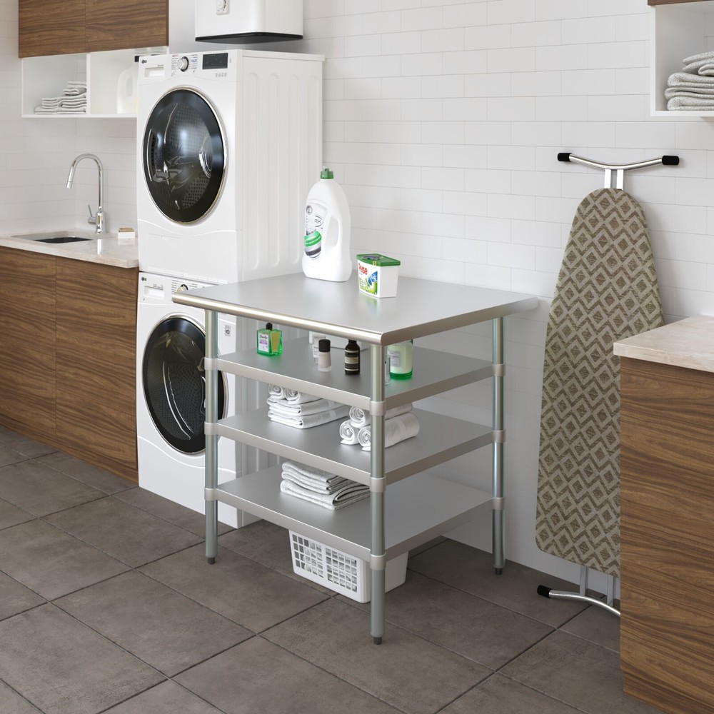 30 in. x 36 in. Stainless Steel Table With Three Undershelves