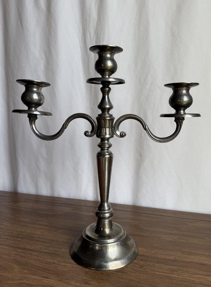 Vintage Three Arm Silver Plated Candlestick Candelabra