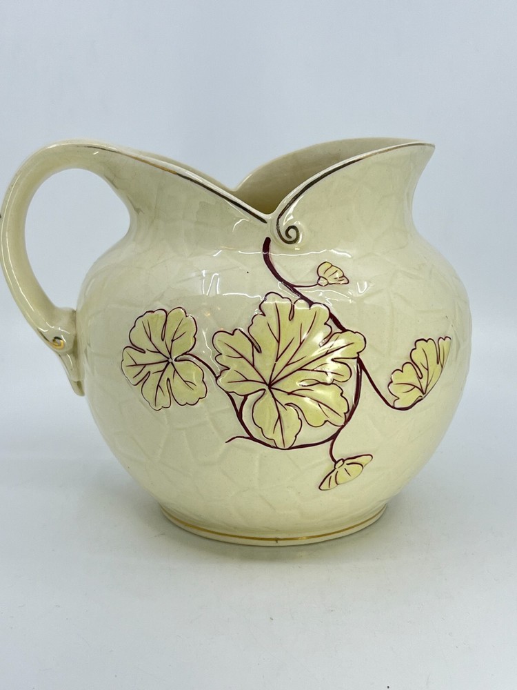 Antique Avalon Faience Co. Late 1800's Buttercup Pattern Pitcher Lip Pour UNIQUE