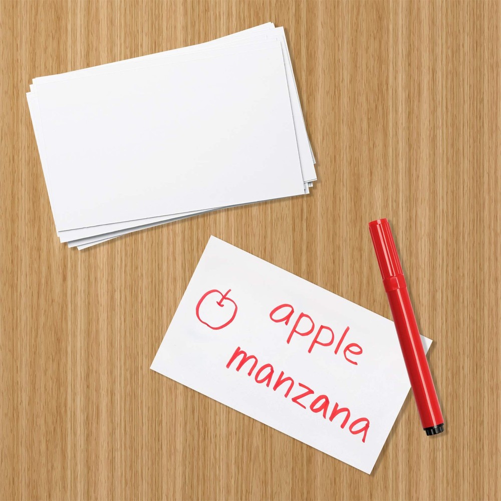 Amazon Basics Blank Index Cards for Studying 100 Count (Pack of 10), White
