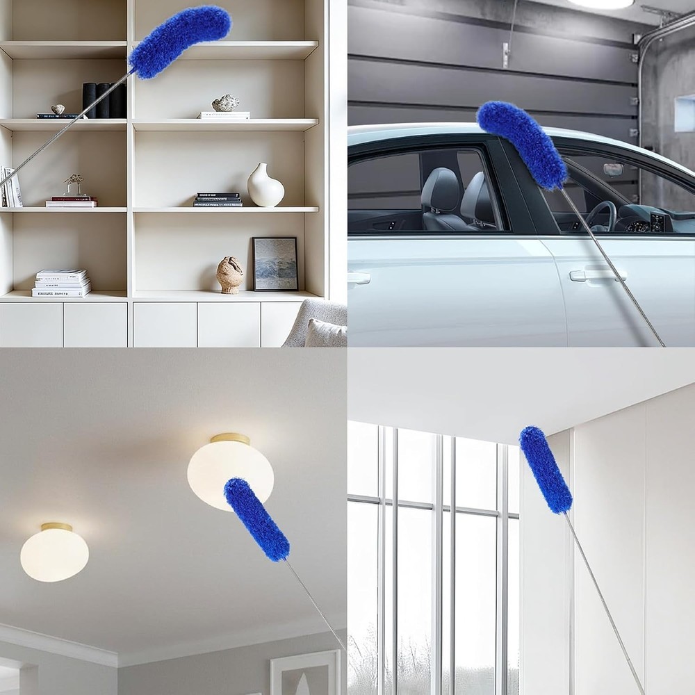 Duster with 80" Extension Pole for Cleaning, Bendable Duster Microfiber Head,...