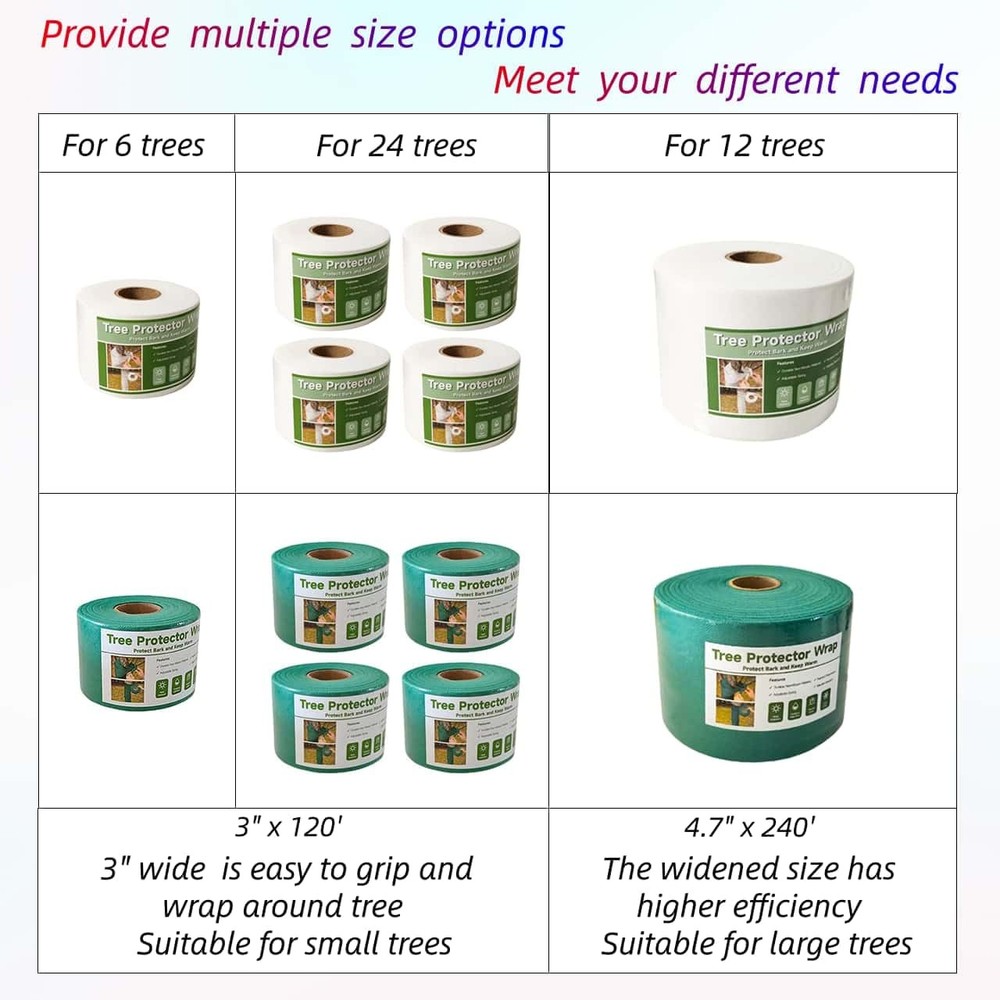 3" x 120' Tree Wrap Breathable Sunscald & Winter Trunk Protector Green