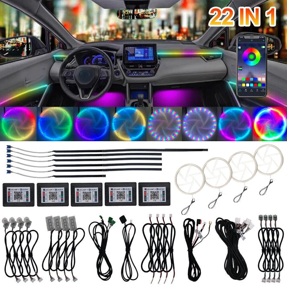 22 in 1Full LED Bead Symphony Dream Car Interior Ambient Lighting Wireless Kits