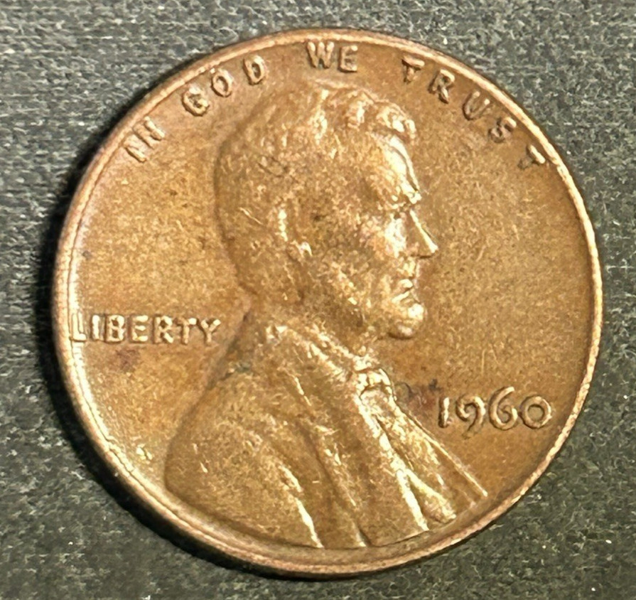 1960 P Lincoln cent With Obverse Lamination Error