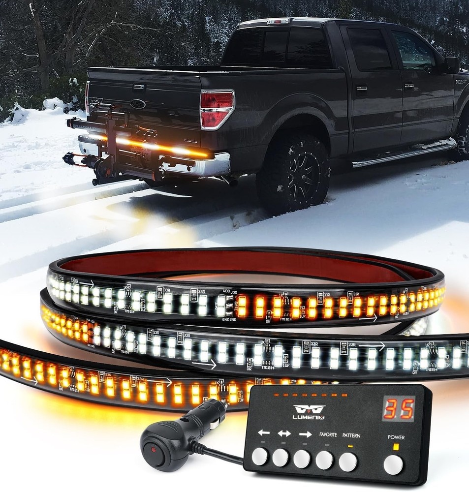49" Inch Strobe Light Strips, Back Window | Tailgate White Amber-White Amber