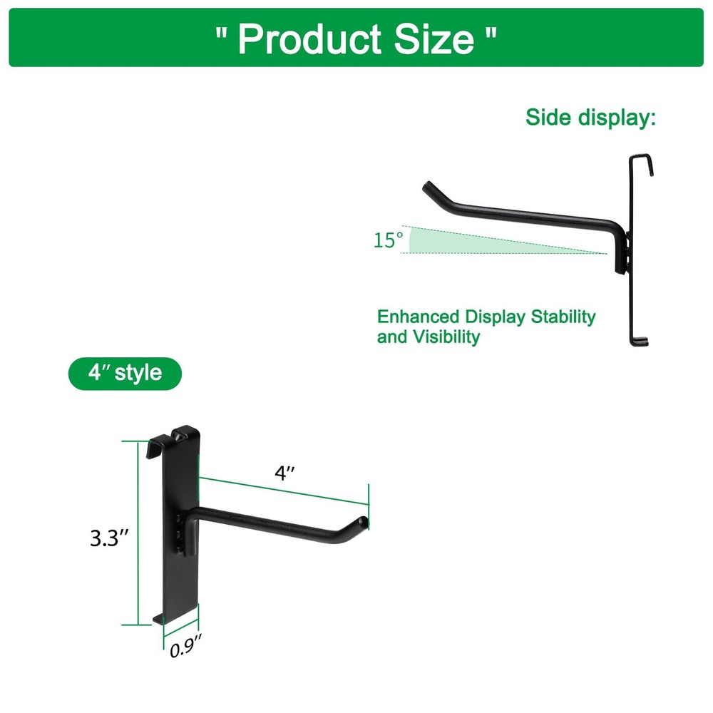 Gridwall Hooks 4 Inch, 100 Pack Grid Wall Hooks, Grid Panel Hooks and Hangers...