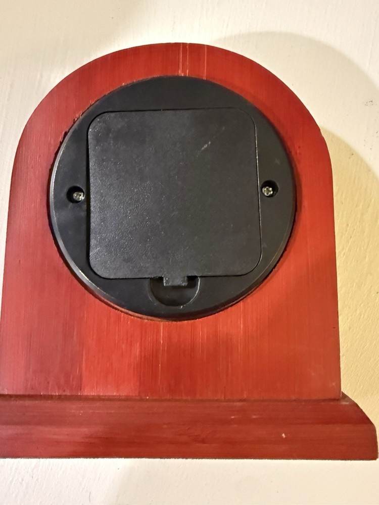Wood Clock Table Mantel Time Quartz Red