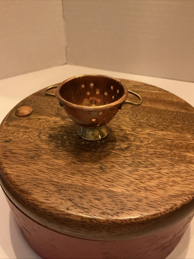 Vintage Miniature Hammered Copper Strainer Colander