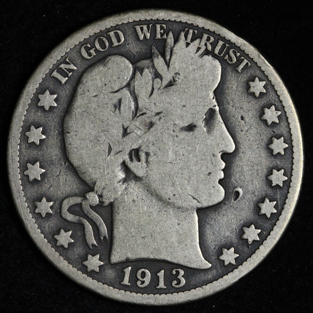 1913 Barber Silver Half Dollar VG E383 URMA