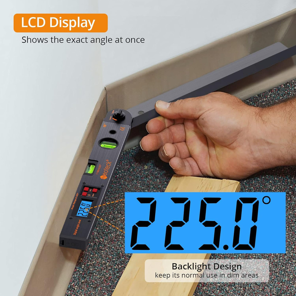 Digital Angle Finder & Moisture Meter with LCD Display & Audio Alert