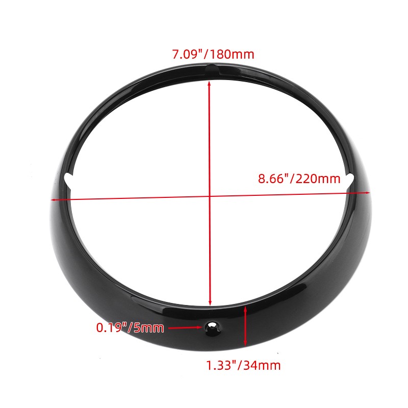 7" Black Headlight Trim Ring Bezel For Harley Road Glide Electra Glide
