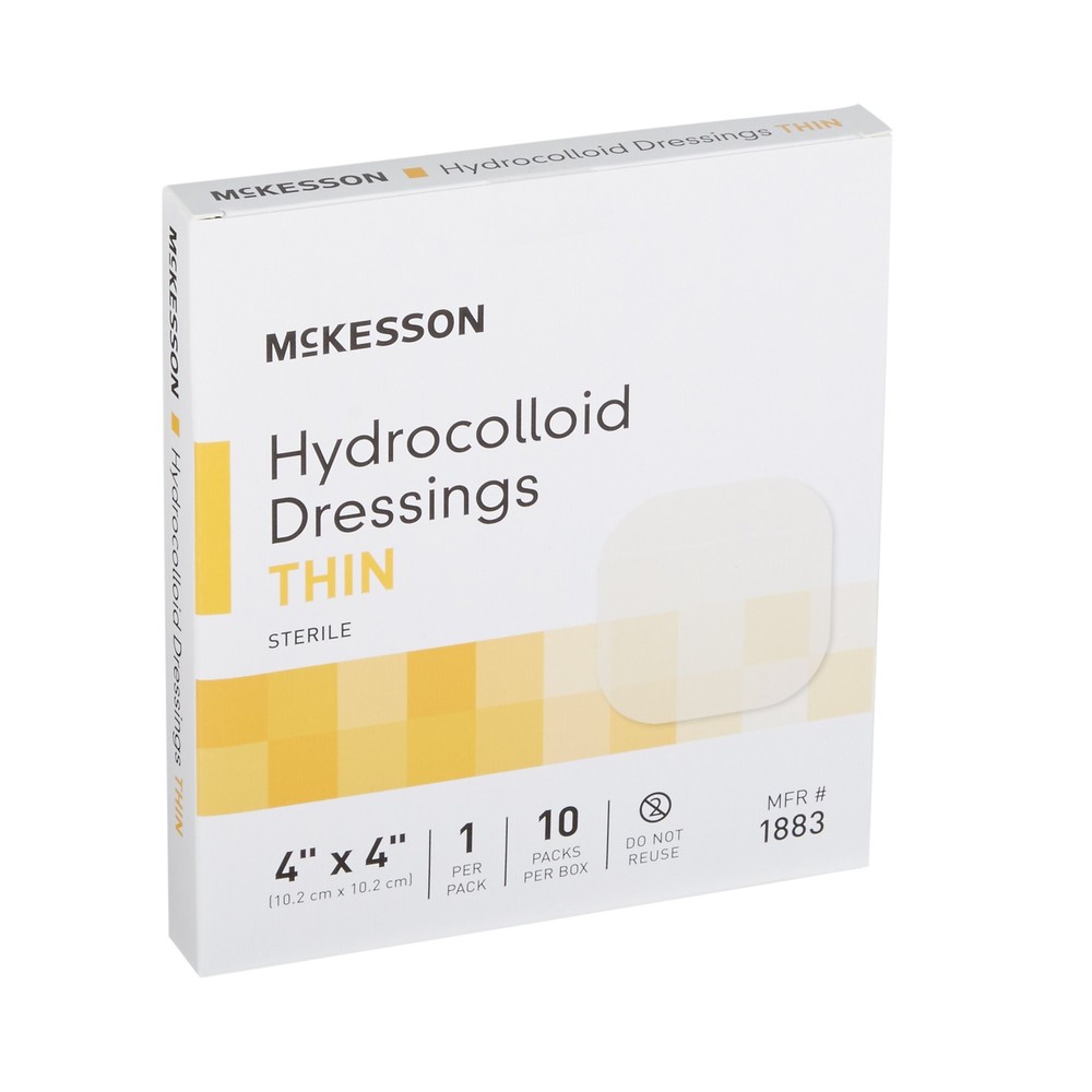 McKesson Thin Hydrocolloid Dressing 4 x 4" Square Thin 1883 10 per Box
