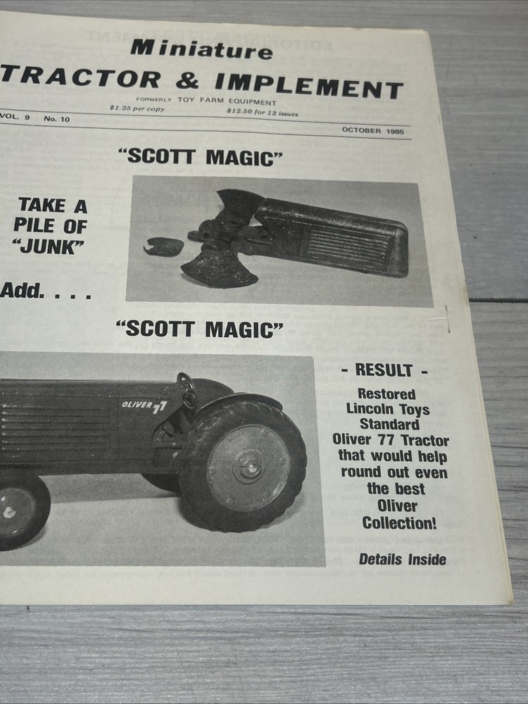 Miniature Tractor & Implement Magazine October 1985 Scott Magic Oliver 77