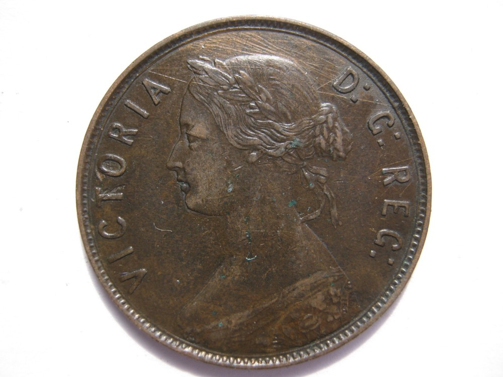 Canada Newfoundland 1865 bronze One Cent VF graffiti