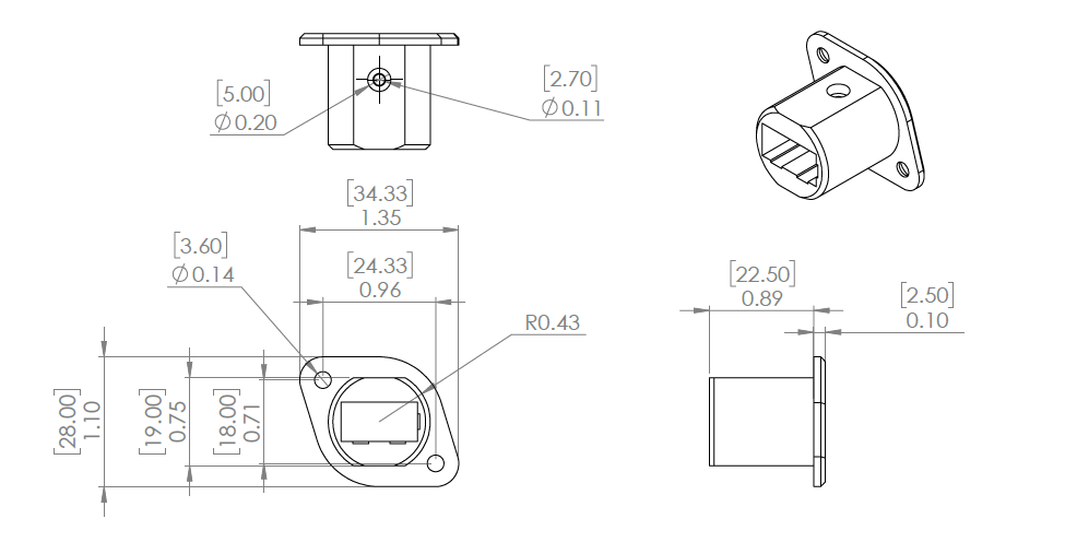 Carbon Composite Panel Mount Adapter for Anderson Powerpole PP15 PP30 PP45