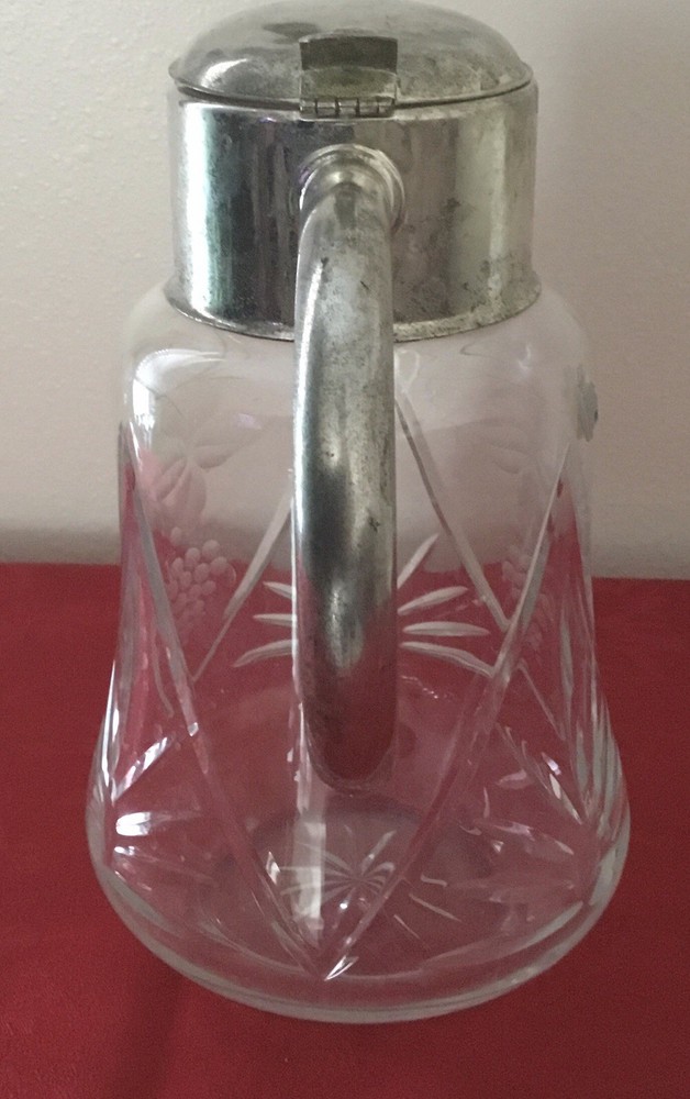 Vintage Glass Silver Plated Pitcher