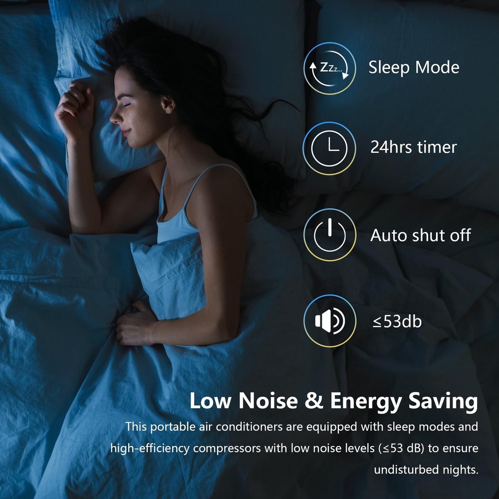 14000 BTU Portable Air Conditioner Remote Control Quiet Cools 700 Sq Ft Home