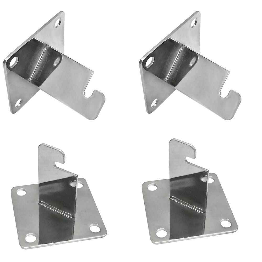 4 Pc CHROME 3 x 3 Gridwall Wall Bracket Mount Grid Panel Mount Mounting Brackets