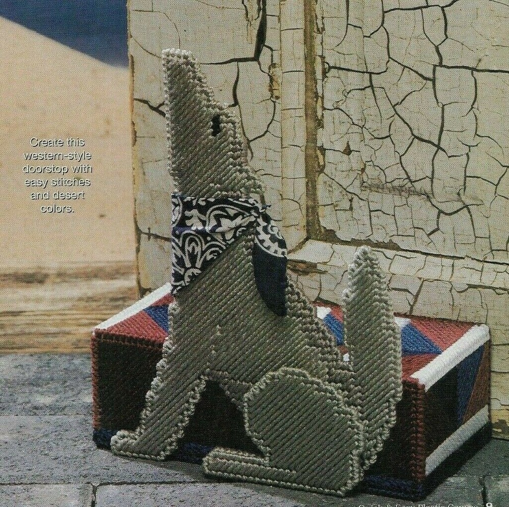 COYOTE DOORSTOP HOME DECOR PLASTIC CANVAS PATTERN INSTRUCTIONS