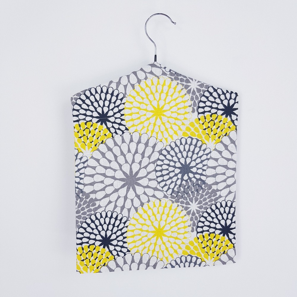 Peg Bag Handmade Grey Yellow Abstract Print Lined Laundry Clothes Peg Holder