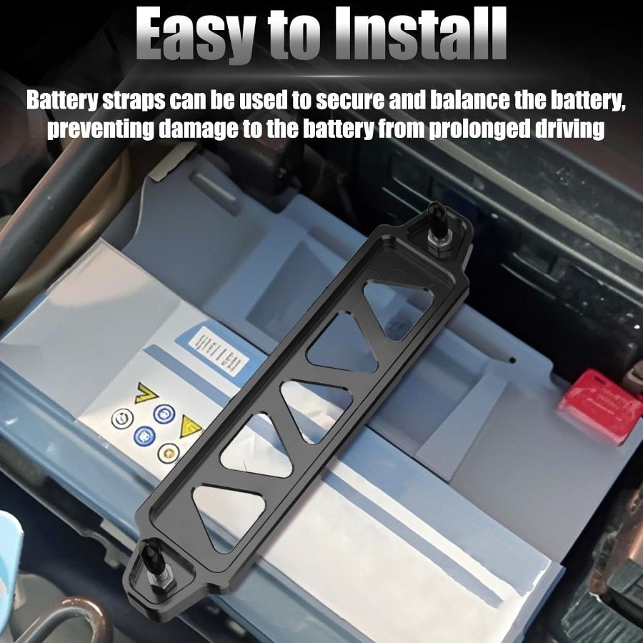 Battery Hold Down Kit, Aluminum Alloy Battery Tie Down Mount Bracket, Black