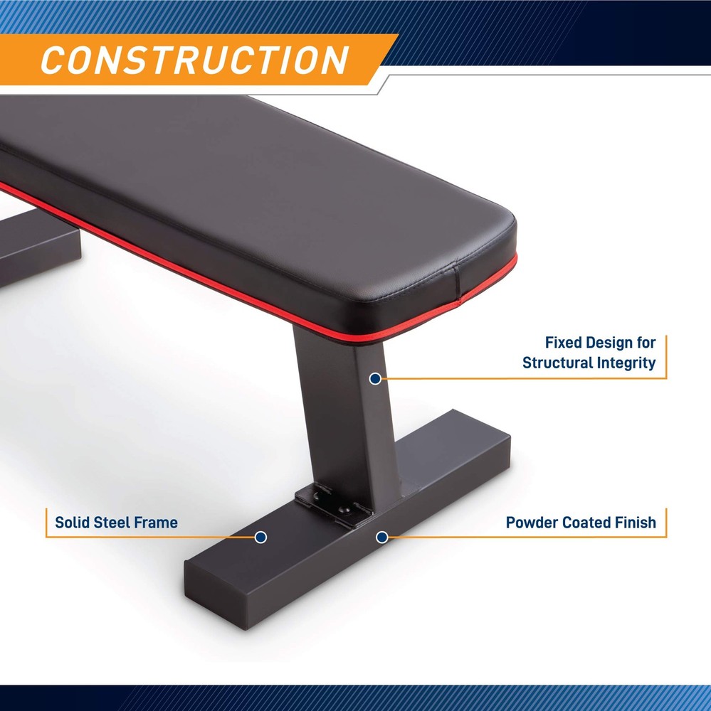Marcy Deluxe Versatile Flat Bench Workout Utility Bench with Steel Frame