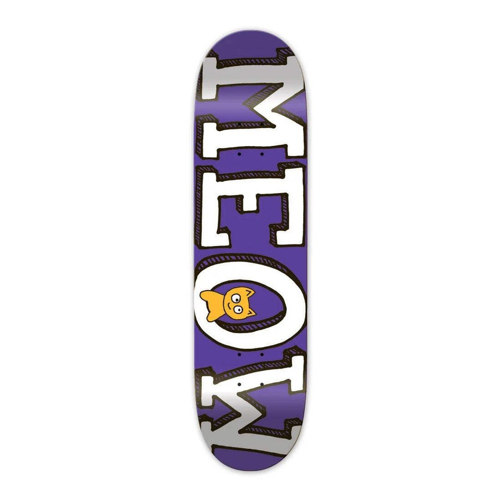 Meow Skateboard Deck Logo Purple 8.0