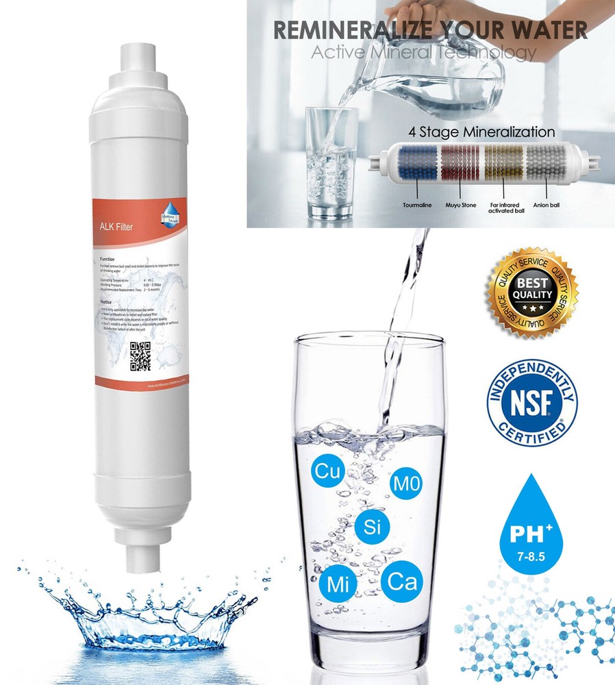 6 Pack Alkaline Water Filter pH+ Mineral Filter Replacement Under Sink RO System