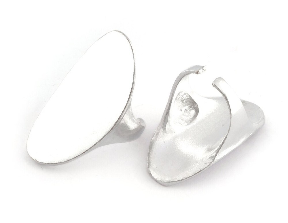 Adjustable Oval Ring Shiny Silver Plated Brass (18mm 8US inner size) 3071