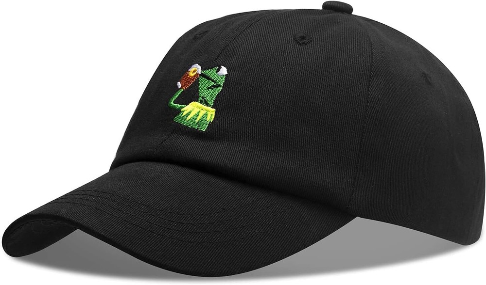 Adjustable Kermit The Frog Embroidered Baseball Cap - One Size-Medium, Black