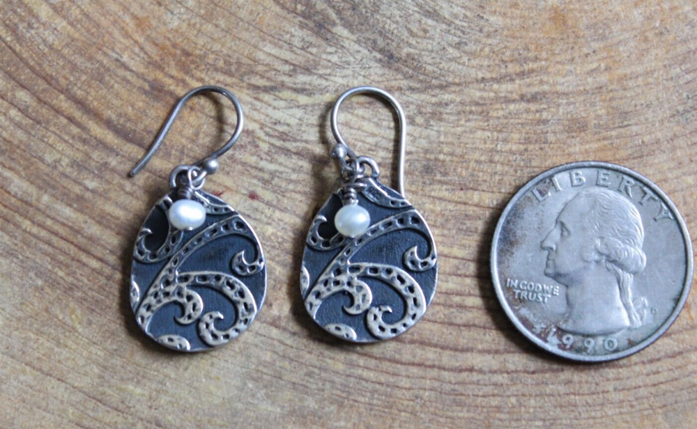 Pearl & Sterling Silver Teardrop dangle Earrings