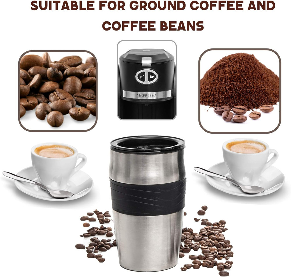 2 in 1 Grind & Brew Automatic Personal Coffee Maker, Automatic Single Serve Coff