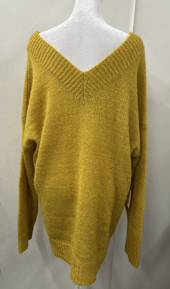 Superdown Women Yellow Pullover Sparkly Sweater Long Medium NWT