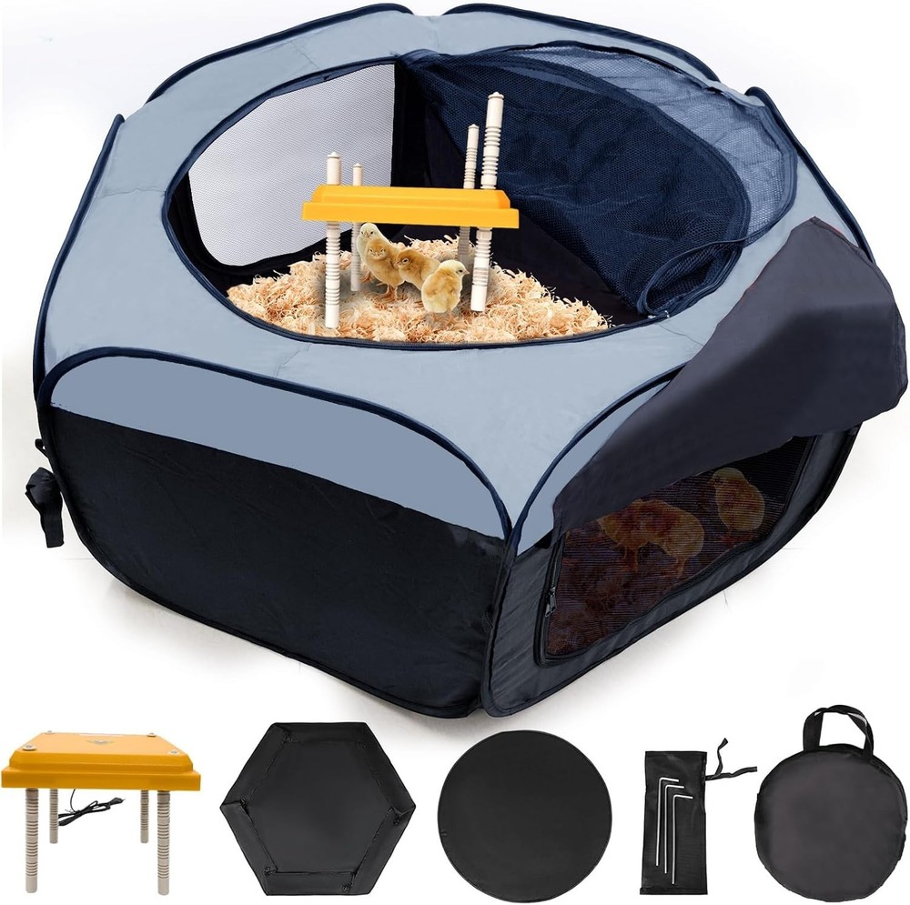 Brooder Box for Chick Starter Kit, Baby Chicken Brooder Pen/Playpen/Tent Pop-...