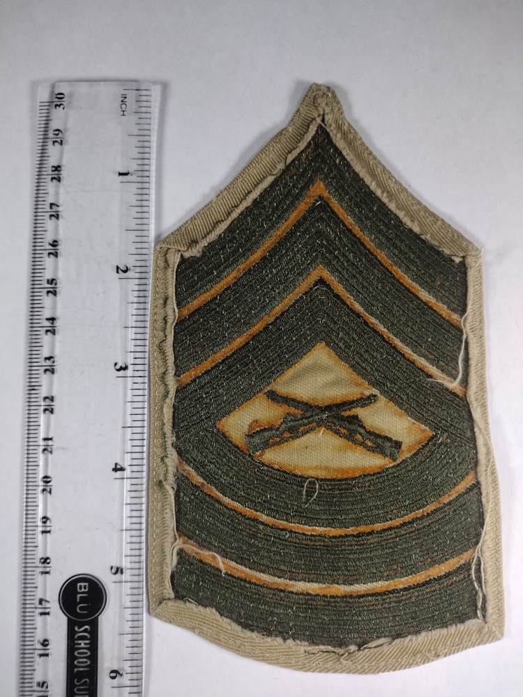 USMC Gunnery Sergeant E-7 Green on Khaki & Tan Embroidered Patch