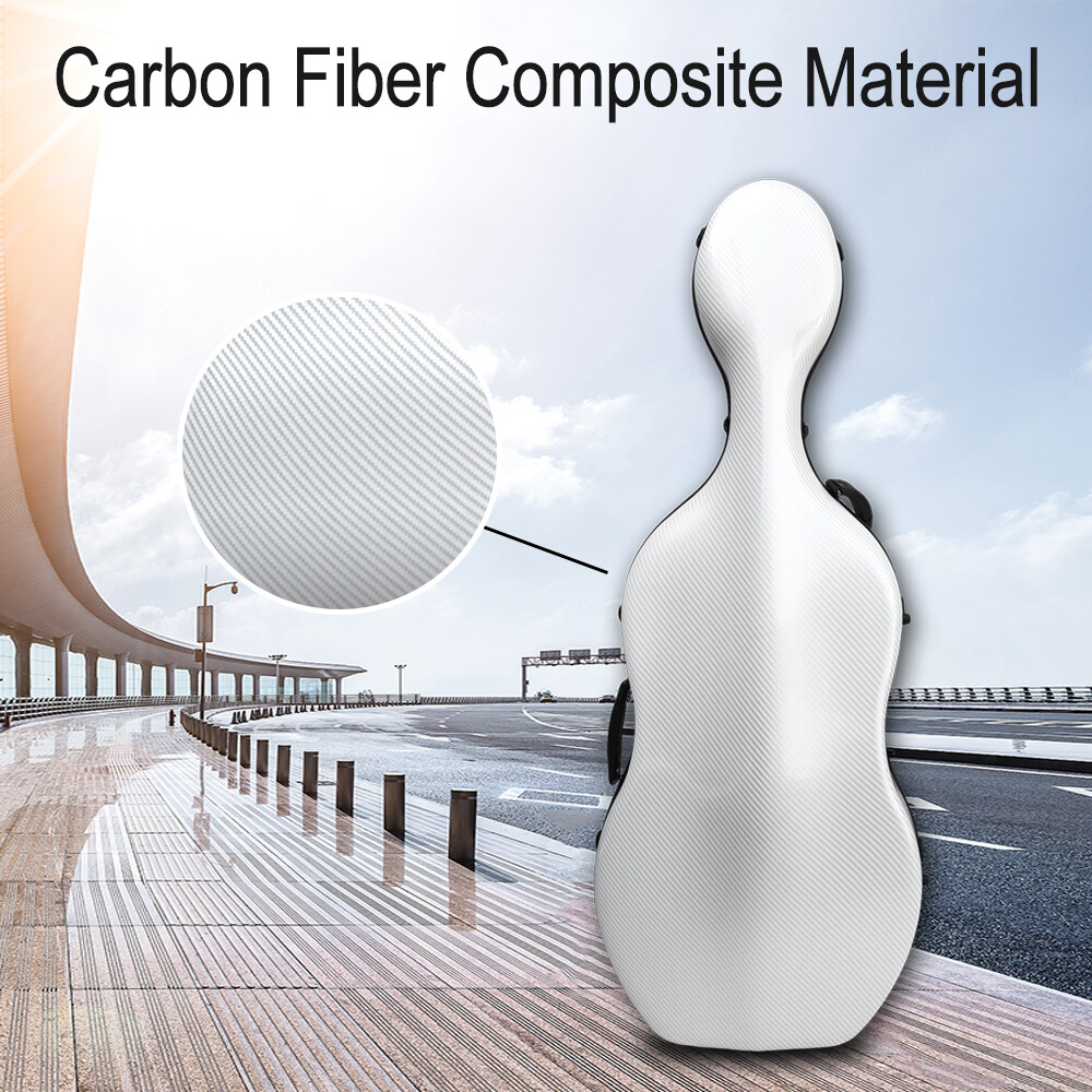 4/4 Cello Case Carbon Fiber with Embedded handle,Wheels,Backstraps Hard Light