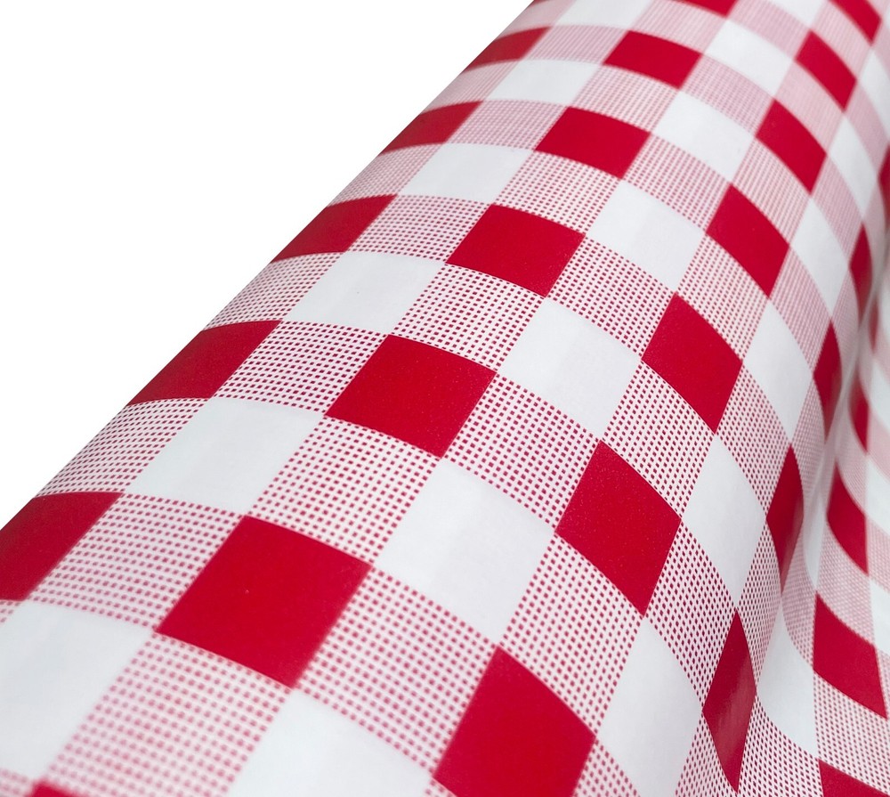 Red Plaid Premium Plastic Vinyl Table Cover Tablecloth Protector - Sold Folded