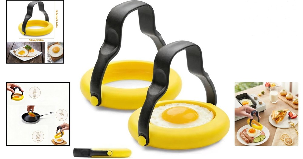 Effortless Egg & Pancake Shaper - 2-Pack Silicone Molds for Quick Meals