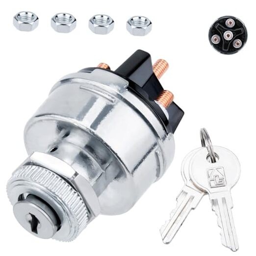 Ignition Switch with Key, Universal Ignition Key Switch, 12V 4 Position